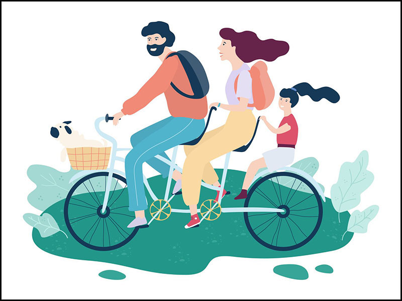 Xe đạp đ&ocirc;i gi&uacute;p cả gia đ&igrave;nh gần nhau hơn